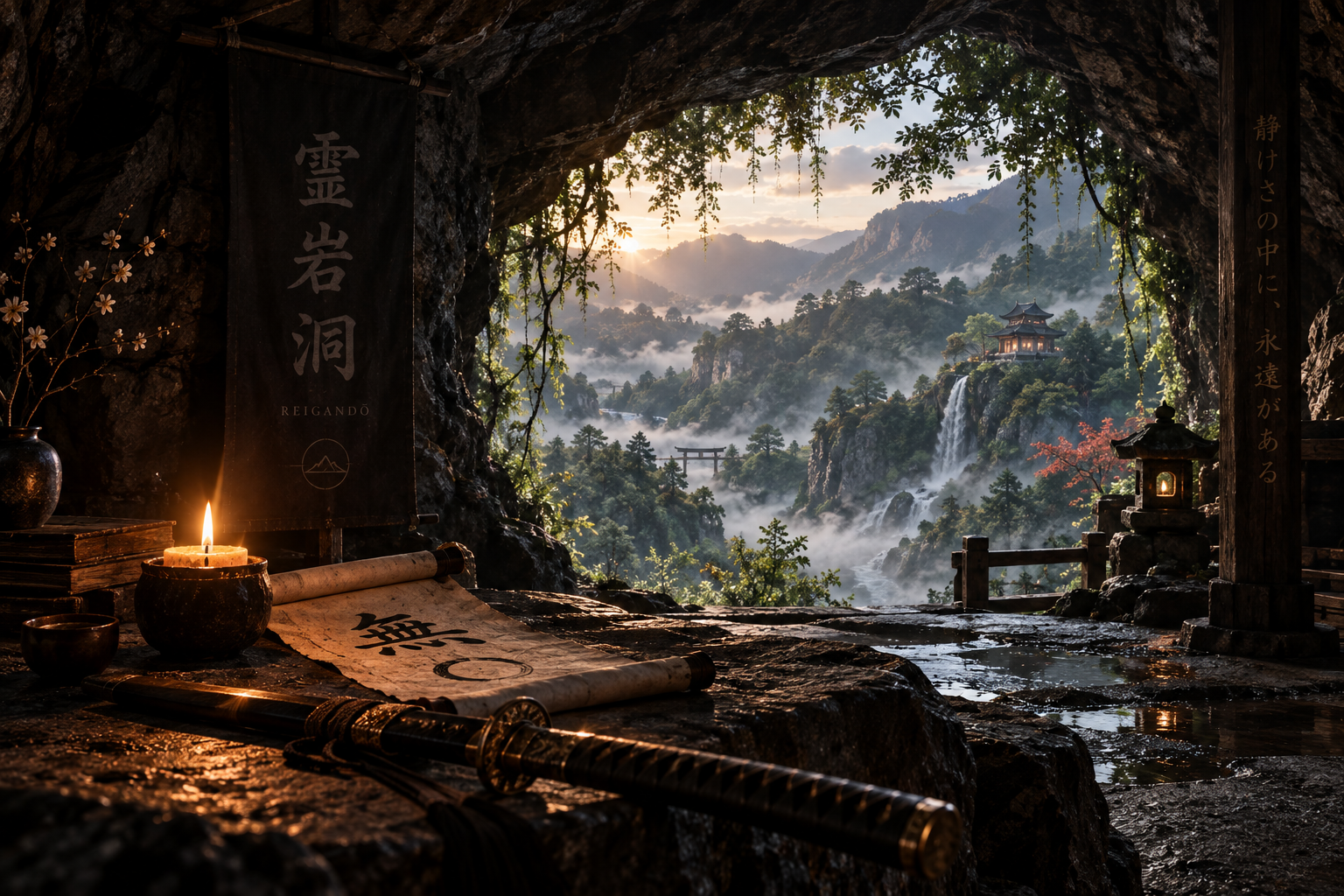 Reigandō Cave where Musashi spent his final weeks writing